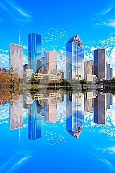 Houston Texas Skyline with modern skyscrapers and blue sky view photo