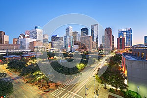 Houston, Texas, USA Downtown Blue Hour Skyline