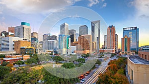 Houston, Texas, USA Downtown Park and Skyline