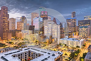 Houston, Texas, USA downtown skyline at twilight