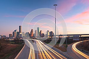 Houston, Texas, USA Downtown Skyline over the Highways