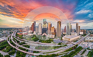 Houston, Texas, USA Drone Skyline Aerial Panorama