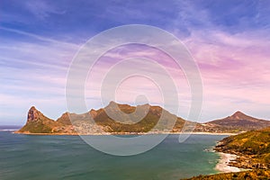 Hout bay beach along Chapman`s peak drive in Cape Town