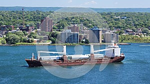 Houtmangracht ocean freighter traverses the St. Marys river