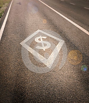 HOV Carpool Lane with Dollar sign in the Diamond