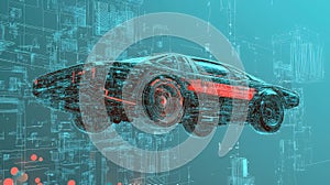 hover schematic style of a floating car