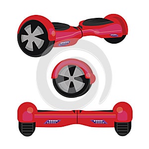 Hoverboard hover board vector wheel device technology vehicle rie illustration red