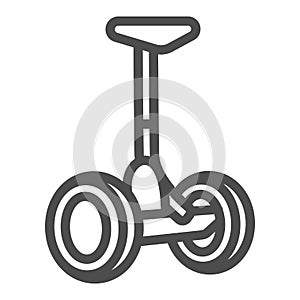 Hoverboard line icon, electric transport concept, gyroscooter with handle vector sign on white background, outline style