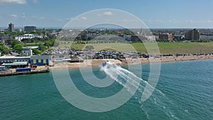 A Hovercraft Arriving into a Hoverport in Portsmouth