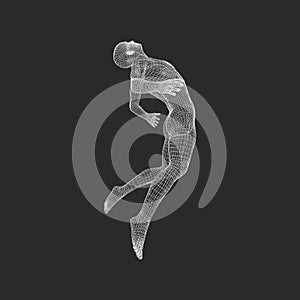 Hovering in Air. Man Floating in the Air. 3D Model of Man. Human Body. Design Element. Vector Illustration