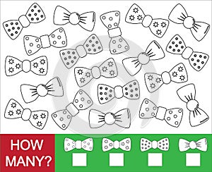 How many bow ties. Color bow ties. Educational game for children