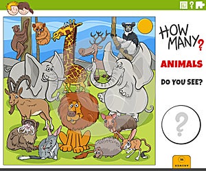 How many cartoon animals educational game for children