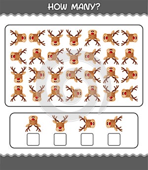 How many cartoon reindeer. Counting game. Educational game for pre shool years kids and toddlers