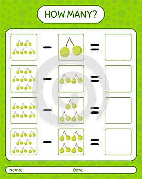 How many counting game quenepa. worksheet for preschool kids