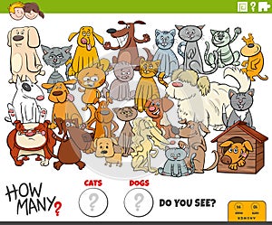 How many dogs and cats educational task for kids