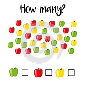 How many objects.Preschool Counting Activities. Printable worksheet. Educational game for children,  kids preschool age. Mathemati