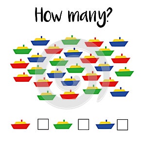 How many objects.Preschool Counting Activities. Printable worksheet. Educational game for children, toddlers and kids preschool ag