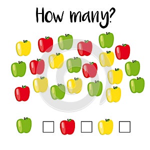 How many objects.Preschool Counting Activities. Printable worksheet. Educational game for children, toddlers and kids preschool ag