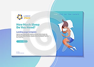 How much sleep do you need landing page vector template