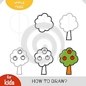 How to draw Apple tree for children. Step by step drawing tutorial