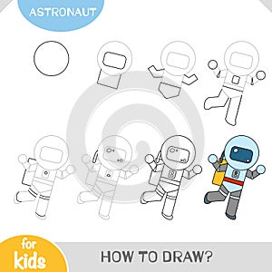 How to draw Astronaut for children. Step by step drawing tutorial