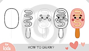 How to draw Cakesicle on a stick with a cute face for children