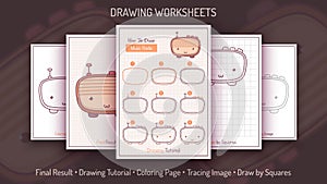 How to Draw a Dirty Pig. Step by Step Drawing Tutorial. Draw Guide. Simple Instruction. Coloring Page. Worksheets for