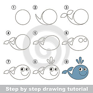 How to draw a Funny Whale