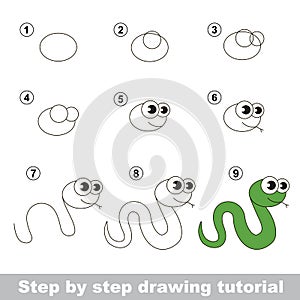 How to draw a Green Snake photo