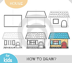 How to draw House for children. Step by step drawing tutorial