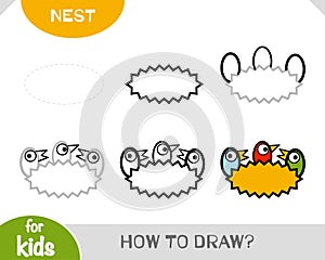 How to draw Nest for children. Step by step drawing tutorial