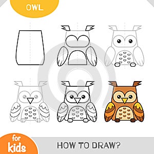 How to draw Owl for children. Step by step drawing tutorial