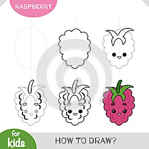 How to draw Raspberry for children. Step by step drawing tutorial photo