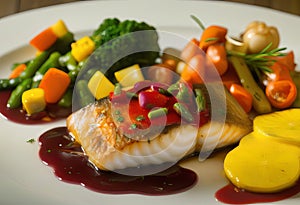 How to Elevate Your Meal with Fish, Red Wine Sauce, and Veggie Garnishes photo