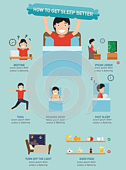 How to get sleep better infographic,illustration