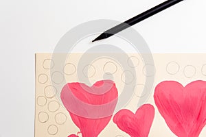 How to make cute paper heart for Valentines day. Children art project. Step by step photo instruction. Step 6. Cut out small