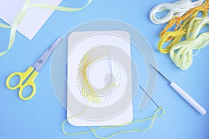 How to make a delicate Easter card an egg from a floss thread with your own hands, step by step instructions, step 7