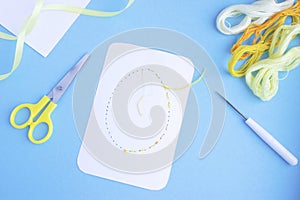 How to make a delicate Easter card an egg from a floss thread with your own hands, step by step instructions, step 5