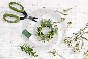 How to make easter wreath for egg with buxus and chamelaucium, tutorial