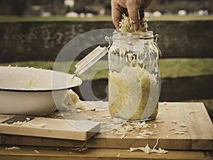 How to make easy sauerkraut in a mason jar photo