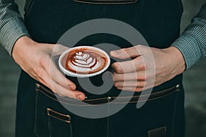 How to make latte art by barista focus in milk and coffee