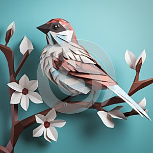 How To Make A Polygon Sparrow Paper Craft Perched On A Tree Branch