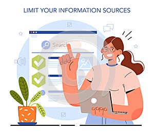 How to manage stress instruction concept. Limit your information sources