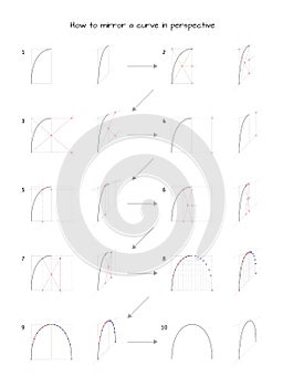 How to mirror a curve in perspective