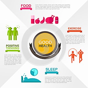 How to obtain good health and welfare infographic template photo