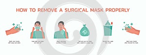 How to remove surgical mask properly infographic