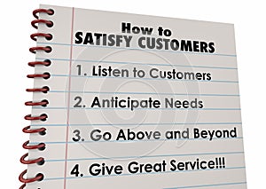 How to Satisfy Customers List Instructions