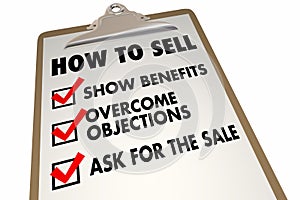 How to Sell Instructions Advice Checklist