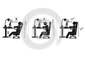 How to sit correctly graphic style educational poster