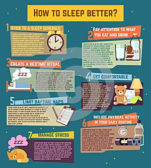 How to sleep better. Vector infographics